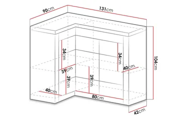 Indianapolis Skänk 131x42x104 cm - Beige/Grå/Vit - Förvaring - Förvaringsmöbler - Skänkar & sideboards