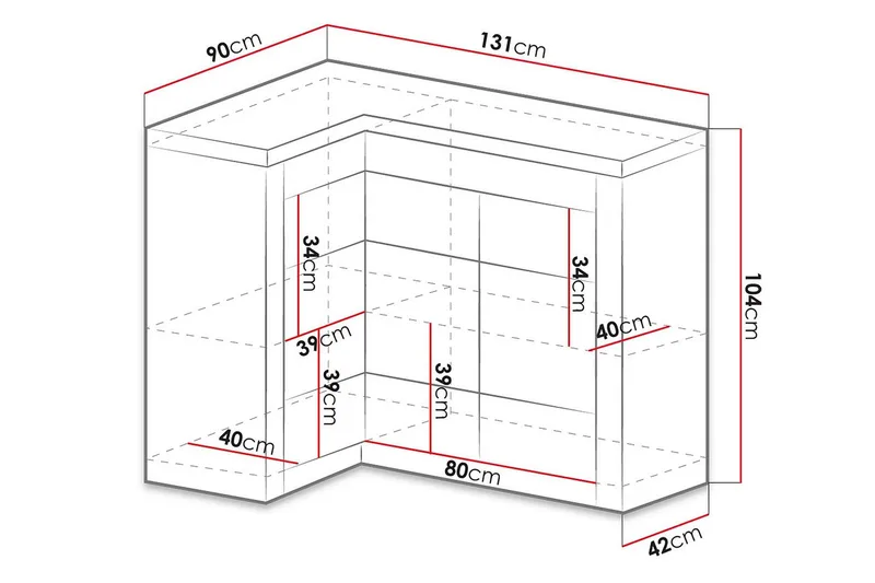 Indianapolis Skänk 131x42x104 cm - Beige/Grå/Vit - Förvaring - Förvaringsmöbler - Skänkar & sideboards