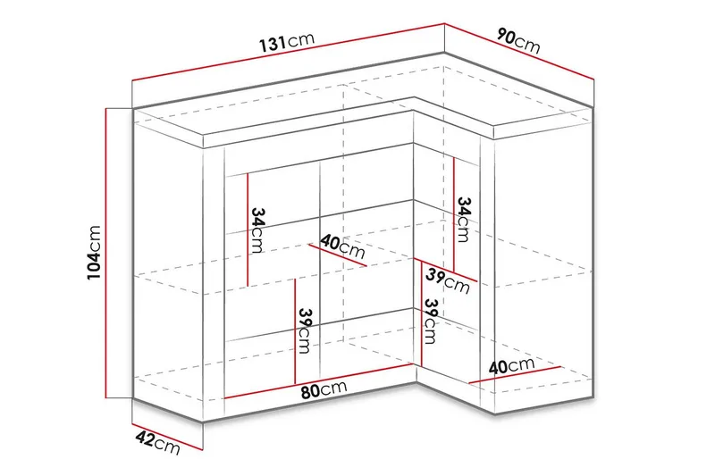 Indianapolis Skänk 131x42x104 cm - Grå/Vit - Förvaring - Förvaringsmöbler - Skänkar & sideboards
