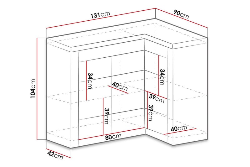 Indianapolis Skänk 131x42x104 cm - Mörk ask - Förvaring - Förvaringsmöbler - Skänkar & sideboards