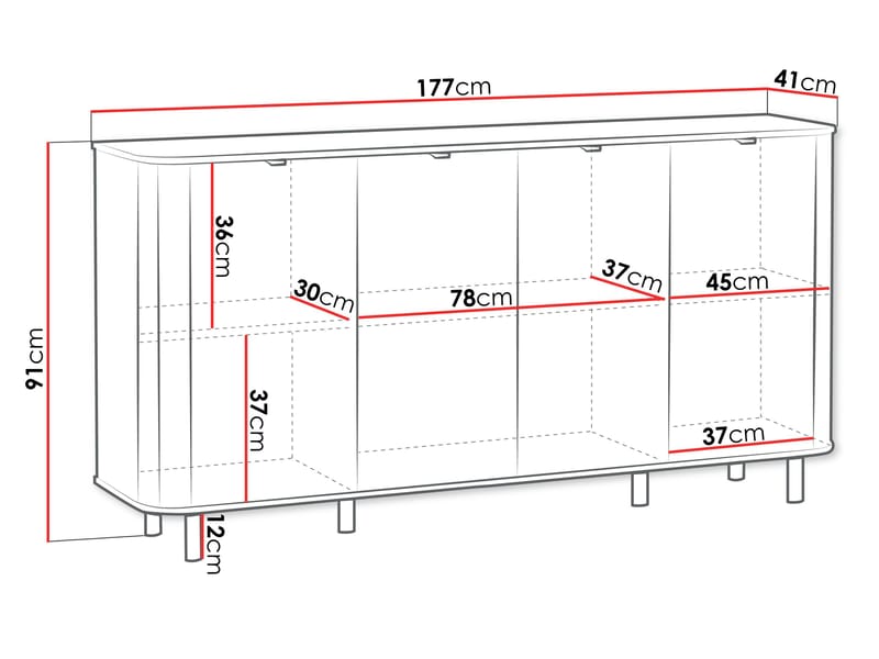 Joriel Skänk 177 cm - Vit|svart - Förvaring - Förvaringsmöbler - Skänkar & sideboards