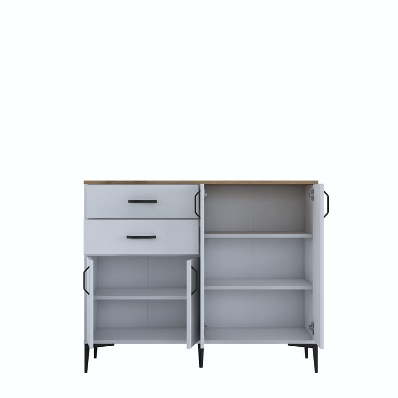 Jornes Multifunktionsskåp 120x98,6x45 cm - Vitt och valnöt - Förvaring - Förvaringsmöbler - Skänkar & sideboards