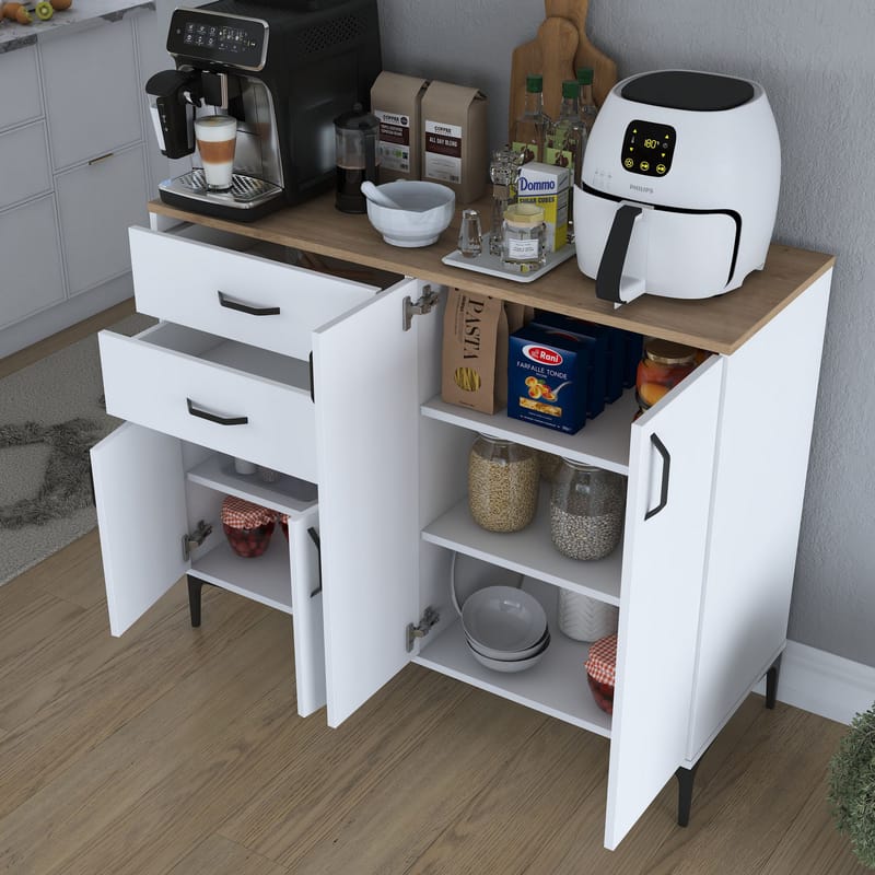 Jornes Multifunktionsskåp 120x98,6x45 cm - Vitt och valnöt - Förvaring - Förvaringsmöbler - Skänkar & sideboards