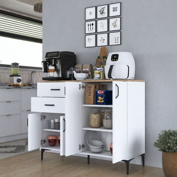 Jornes Multifunktionsskåp 120x98,6x45 cm - Vitt och valnöt - Förvaring - Förvaringsmöbler - Skänkar & sideboards