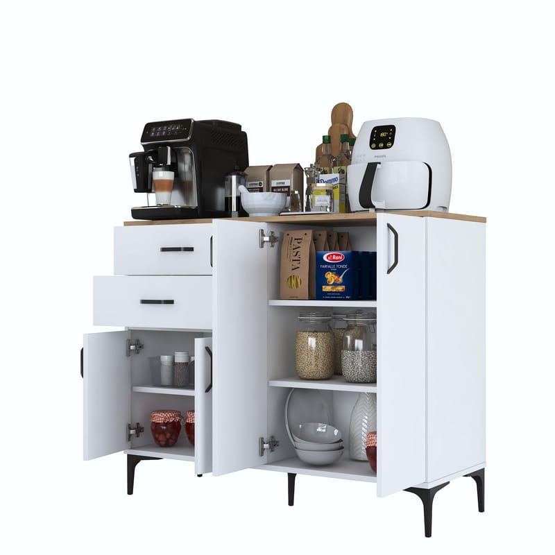 Jornes Multifunktionsskåp 120x98,6x45 cm - Vitt och valnöt - Förvaring - Förvaringsmöbler - Skänkar & sideboards