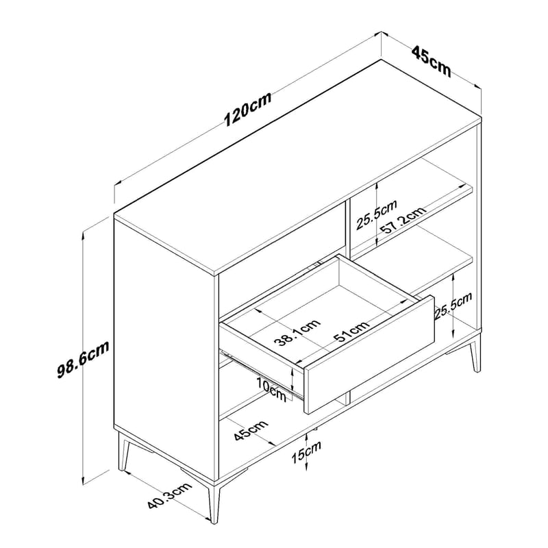 Jornes Multifunktionsskåp 120x98,6x45 cm - Vitt och valnöt - Förvaring - Förvaringsmöbler - Skänkar & sideboards