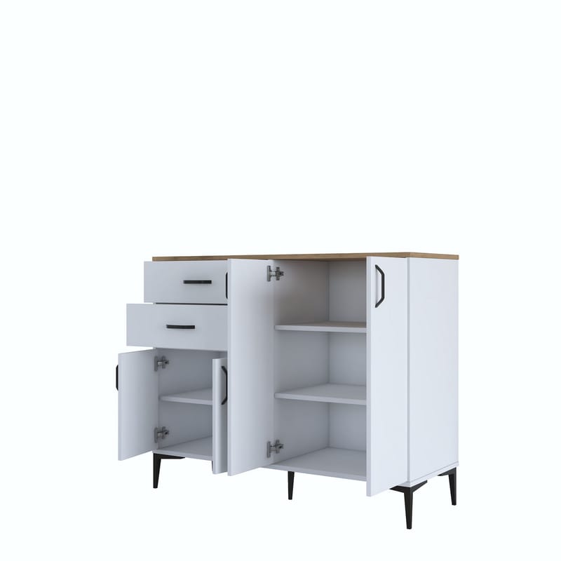 Jornes Multifunktionsskåp 120x98,6x45 cm - Vitt och valnöt - Förvaring - Förvaringsmöbler - Skänkar & sideboards