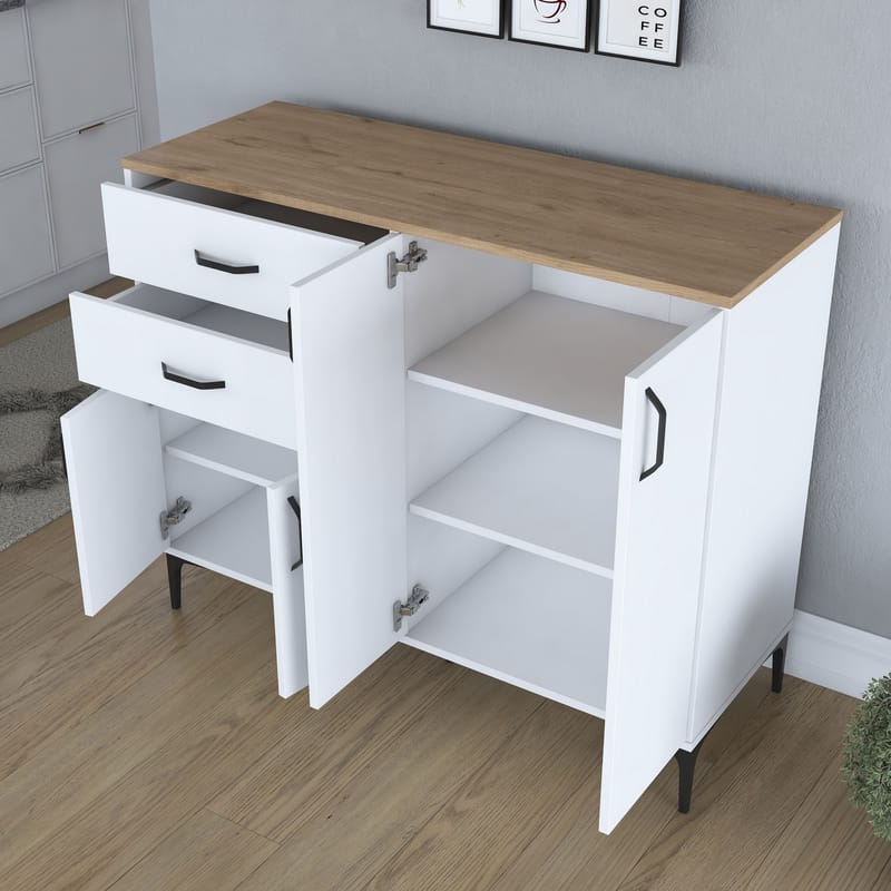 Jornes Multifunktionsskåp 120x98,6x45 cm - Vitt och valnöt - Förvaring - Förvaringsmöbler - Skänkar & sideboards