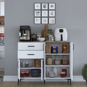 Jornes Multifunktionsskåp 120x98,6x45 cm - Vitt och valnöt - Förvaring - Förvaringsmöbler - Skänkar & sideboards