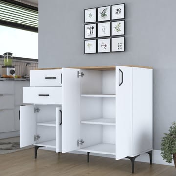 Jornes Multifunktionsskåp 120x98,6x45 cm - Vitt och valnöt - Förvaring - Förvaringsmöbler - Skänkar & sideboards