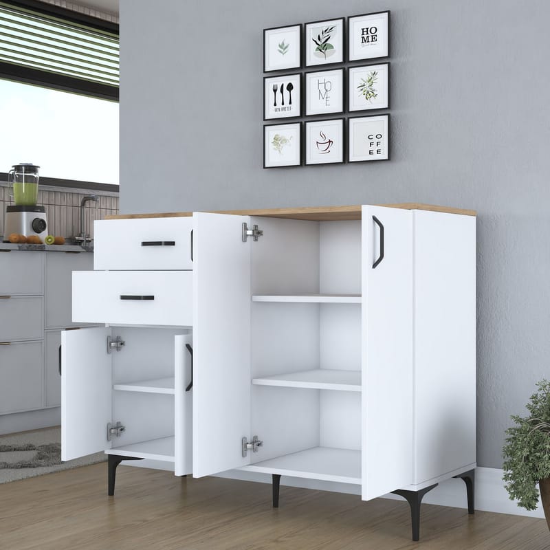 Jornes Multifunktionsskåp 120x98,6x45 cm - Vitt och valnöt - Förvaring - Förvaringsmöbler - Skänkar & sideboards
