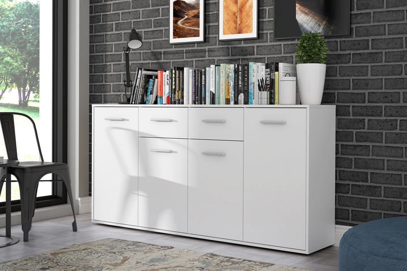 JUNAH Skänk 34x162 cm Vit - Vit - Skänkar & sideboards