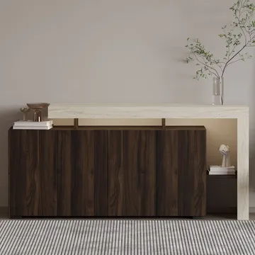 Jurukovo Konsol 170x80x35 cm - Travertine och Walnut - Förvaring - Förvaringsmöbler - Skänkar & sideboards