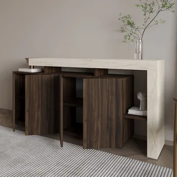 Jurukovo Konsol 170x80x35 cm - Travertine och Walnut - Förvaring - Förvaringsmöbler - Skänkar & sideboards