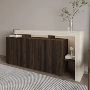 Jurukovo Konsol 170x80x35 cm - Travertine och Walnut - Förvaring - Förvaringsmöbler - Skänkar & sideboards