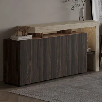 Jurukovo Konsol 170x80x35 cm - Travertine och Walnut - Förvaring - Förvaringsmöbler - Skänkar & sideboards