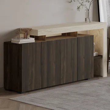 Jurukovo Konsol 170x80x35 cm - Travertine och Walnut - Förvaring - Förvaringsmöbler - Skänkar & sideboards