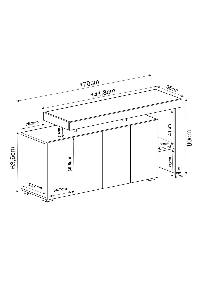 Jurukovo Konsolbord 170 cm - Vit - Förvaring - Förvaringsmöbler - Skänkar & sideboards