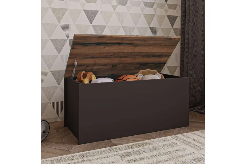 Kamiloba Hörnbyrå 90 cm - Antracit/Valnöt - Förvaring - Förvaringsmöbler - Förvaringskista & sängkista