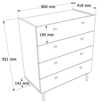 Kamulu Byrå 80x93,1x41,8 cm - Vit - Förvaring - Förvaringsmöbler - Byrå