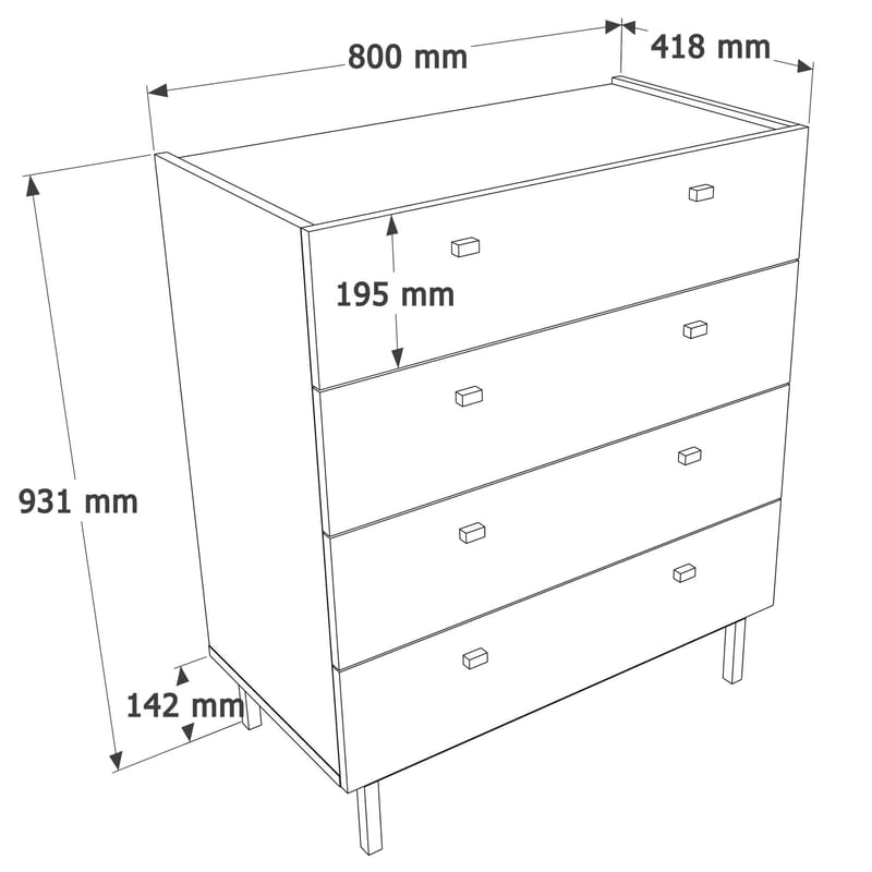 Kamulu Byrå 80x93,1x41,8 cm - Vit - Förvaring - Förvaringsmöbler - Byrå