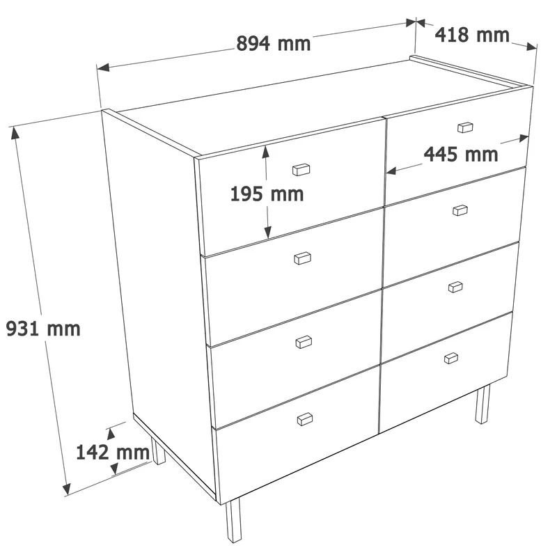Kamulu Byrå 89,4x93,1x41,8 cm - Vit - Förvaring - Förvaringsmöbler - Byrå