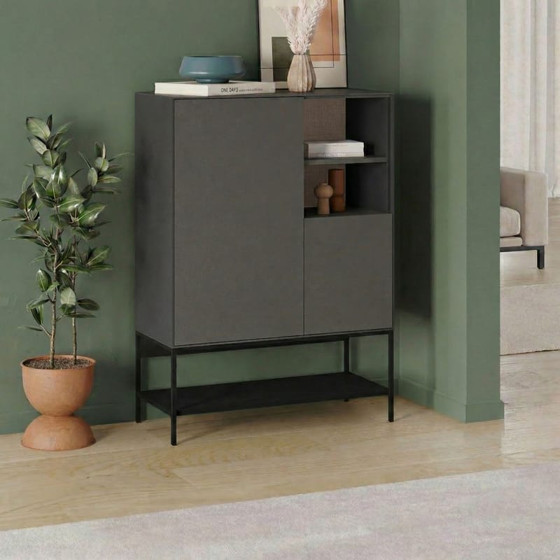 Kenvor Sideboard 90x125x40 cm - Antracit/Trä/Svart - Förvaring - Förvaringsmöbler - Skänkar & sideboards