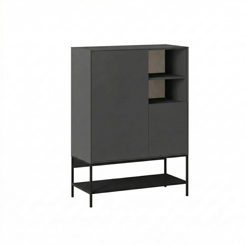 Kenvor Sideboard 90x125x40 cm, Antracit/Trä/Svart