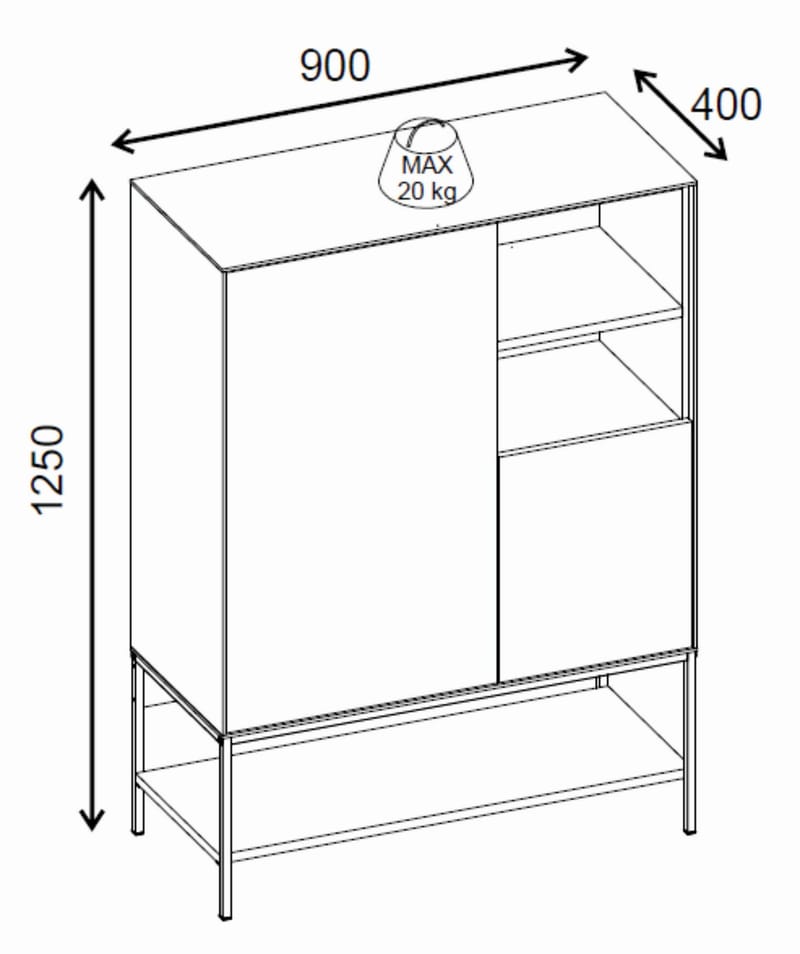 Kenvor Sideboard 90x125x40 cm - Antracit/Trä/Svart - Förvaring - Förvaringsmöbler - Skänkar & sideboards