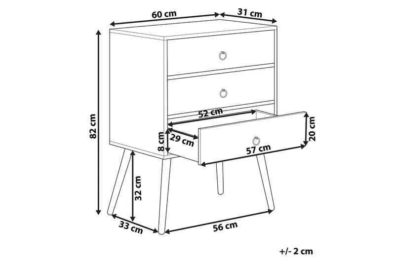 Abatley Byrå 60 cm - Mörkt Trä/Grå - Förvaring - Förvaringsmöbler - Byrå
