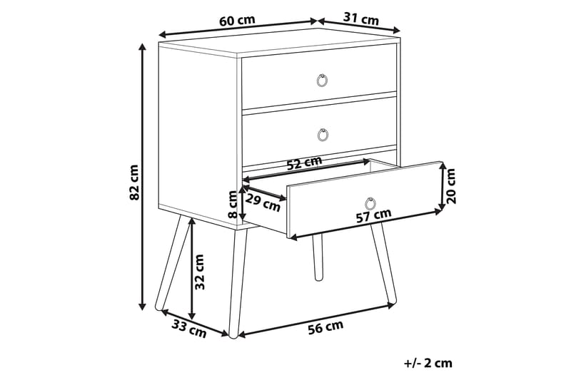 STAINCLIFFE Byrå 60 cm Mörkt Trä/Grå - Köpmansdisk