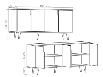 Latinara Konsolbord 180 cm - Valnöt - Förvaring - Förvaringsmöbler - Skänkar & sideboards