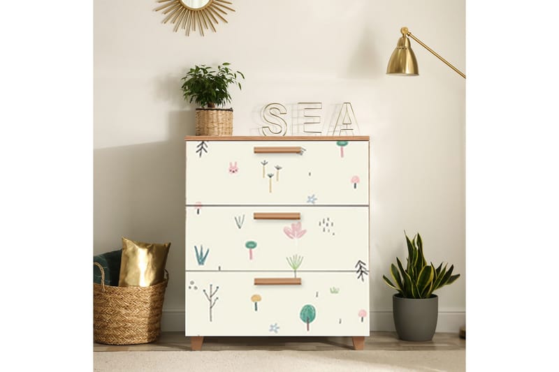Leva Byrå 80x95 cm Brun/Vit - Hanah Home - Förvaring - Förvaringsmöbler - Byrå