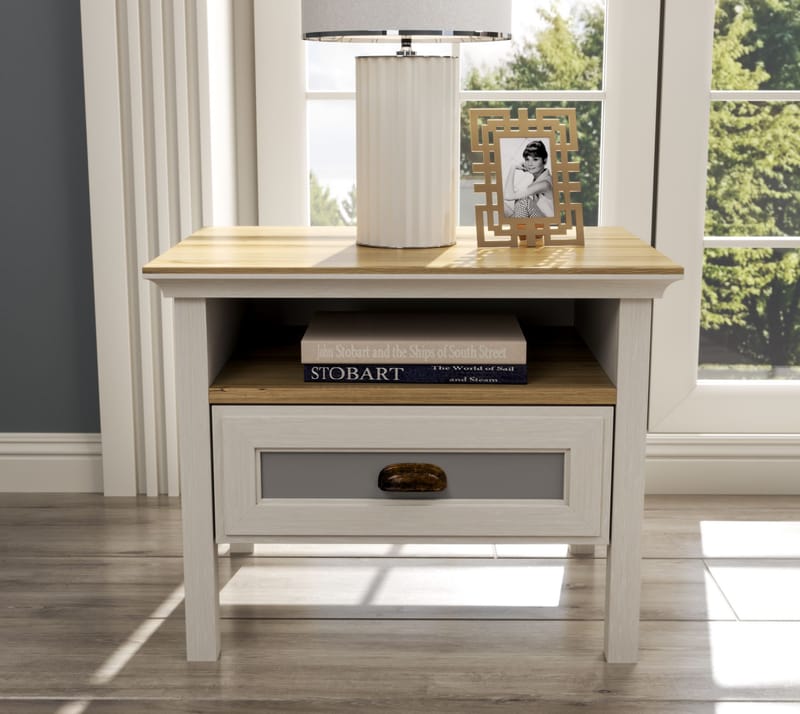 Lilena Sängbord 60 cm - Crème, ek, grå - Förvaring - Förvaringsmöbler - Byrå