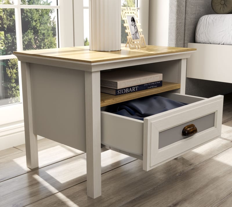 Lilena Sängbord 60 cm - Crème, ek, grå - Förvaring - Förvaringsmöbler - Byrå