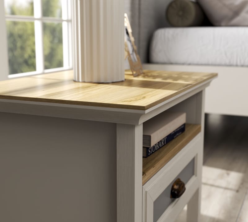 Lilena Sängbord 60 cm - Crème, ek, grå - Förvaring - Förvaringsmöbler - Byrå