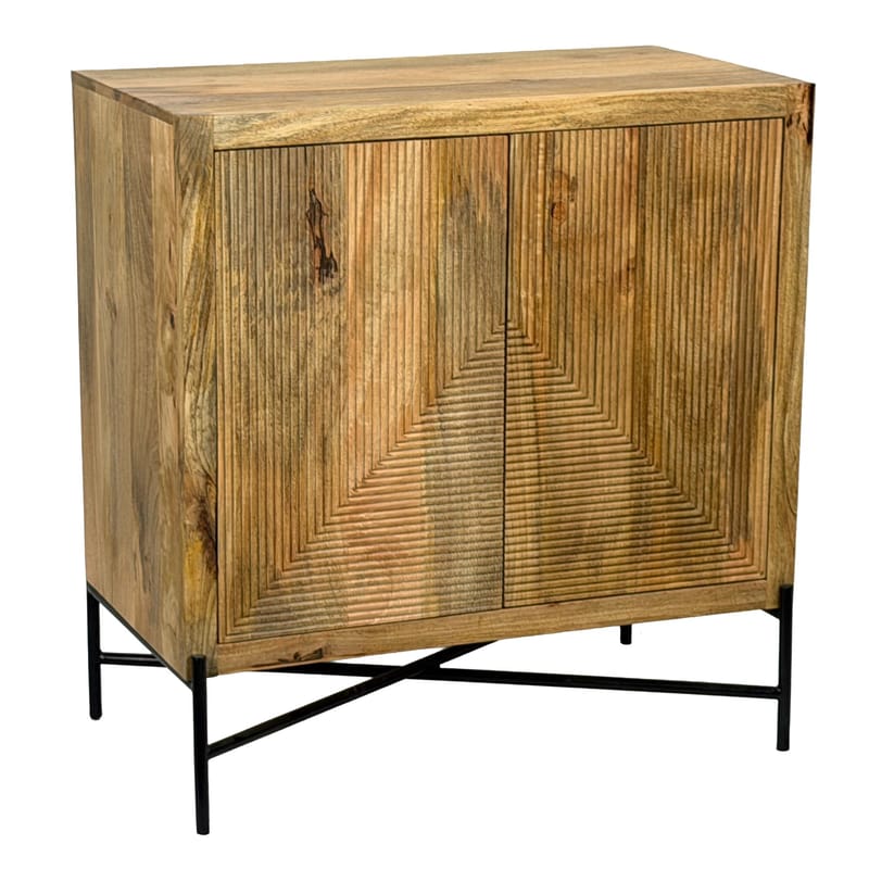 Livano Sideboard 91 cm 3D-mönster Industriell stil - varm ljusbrun och svart - Förvaring - Förvaringsmöbler - Skänkar & sideboards