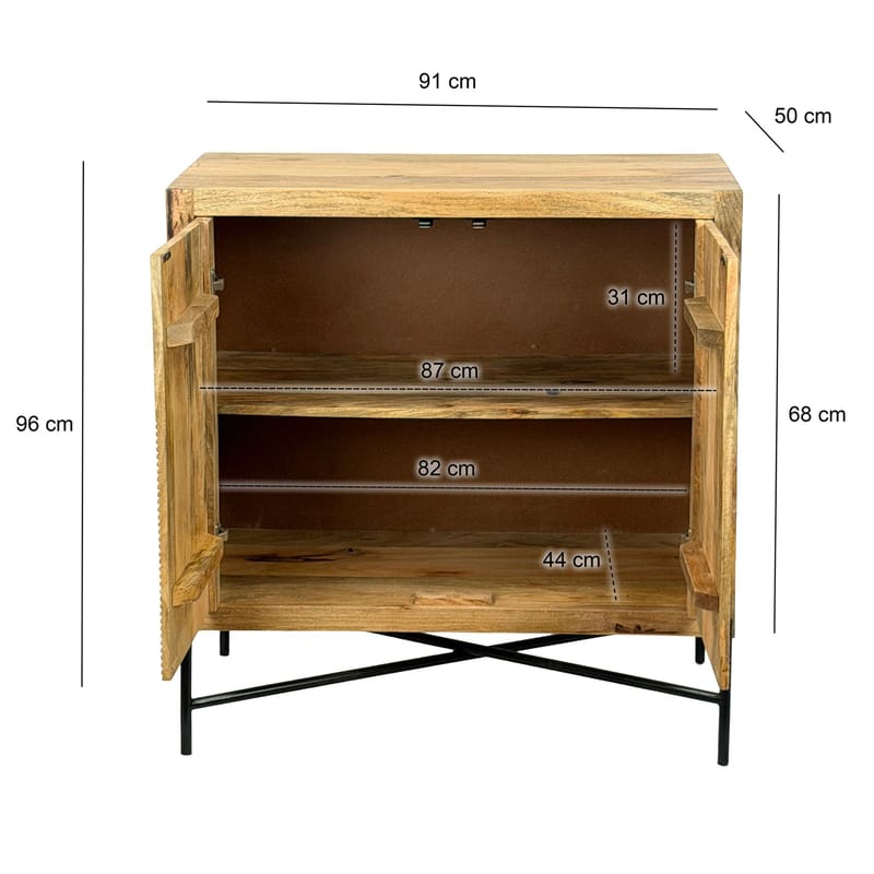 Livano Sideboard 91 cm 3D-mönster Industriell stil - varm ljusbrun och svart - Förvaring - Förvaringsmöbler - Skänkar & sideboards