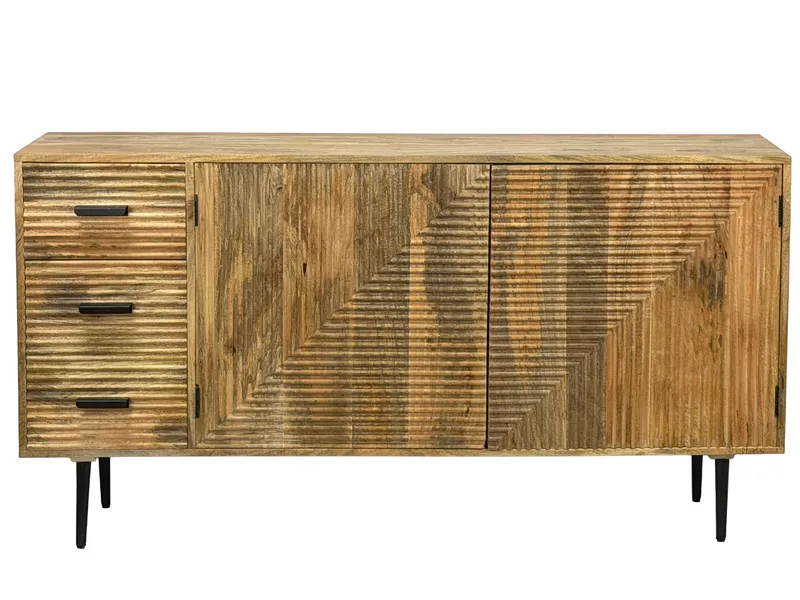 Livara Sideboard 160 cm Industriell stil, ljus naturbrun och svart