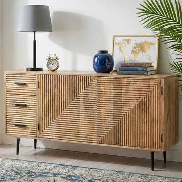 Livara Sideboard 160 cm Industriell stil - ljus naturbrun och svart - Förvaring - Förvaringsmöbler - Skänkar & sideboards