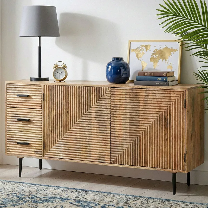Livara Sideboard 160 cm Industriell stil - ljus naturbrun och svart - Förvaring - Förvaringsmöbler - Skänkar & sideboards