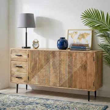 Livara Sideboard 160 cm Industriell stil - ljus naturbrun och svart - Förvaring - Förvaringsmöbler - Skänkar & sideboards