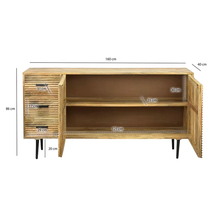 Livara Sideboard 160 cm Industriell stil - ljus naturbrun och svart - Förvaring - Förvaringsmöbler - Skänkar & sideboards
