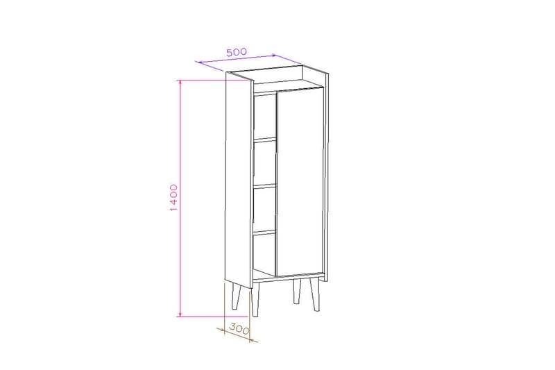 LOGGY Highboard 50x30 cm Natur/Vit - Byrå