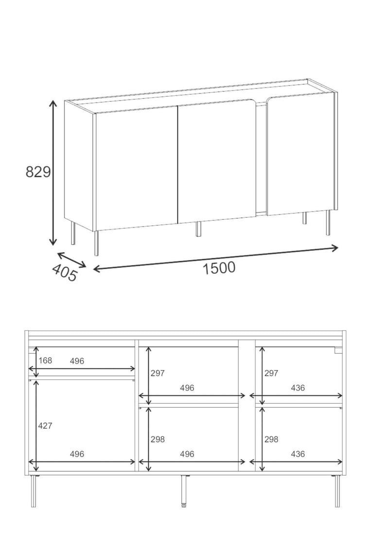 Lomar Konsol 150x82,9x40,5 cm - santsten naturlig ek - Förvaring - Förvaringsmöbler - Skänkar & sideboards