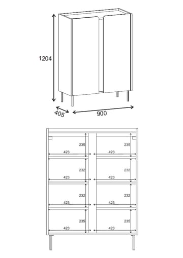 Lomar Sideboard 90x120,4x40,5 cm - Antracit/Naturlig ek/Svart - Förvaring - Förvaringsmöbler - Skänkar & sideboards