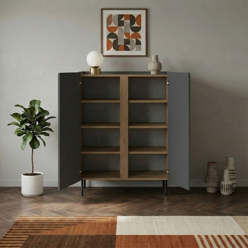 Lomar Sideboard 90x120,4x40,5 cm - Antracit/Naturlig ek/Svart - Förvaring - Förvaringsmöbler - Skänkar & sideboards