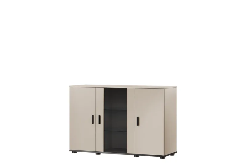 Lyrosen Skänk 120 cm i Trä med Glasdörr, Beige