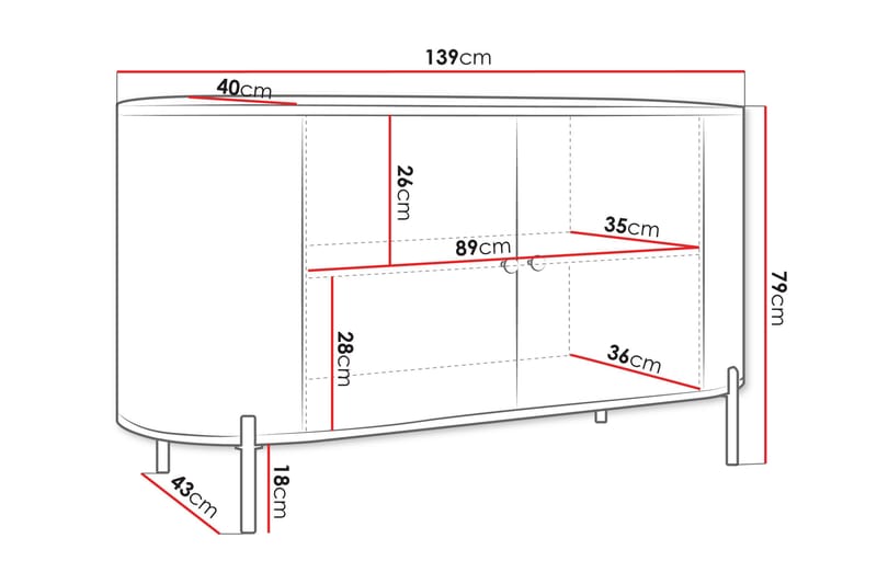 Maggio Skänk 139x43 cm - Beige - Förvaring - Förvaringsmöbler - Skänkar & sideboards