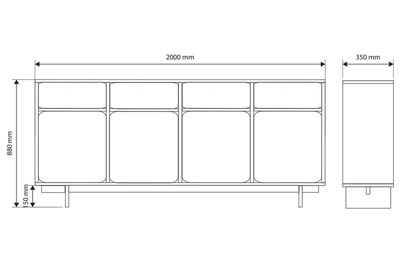 Marinport Byrå 200 cm - Beige - Förvaring - Förvaringsmöbler - Byrå